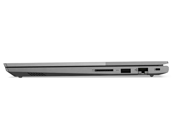 Closed cover right-side profile of Lenovo ThinkBook 14 Gen 5 laptop.