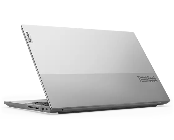 Rear view of Lenovo ThinkBook 15 Gen 5 laptop, showing dual-tone cover & right-side ports.