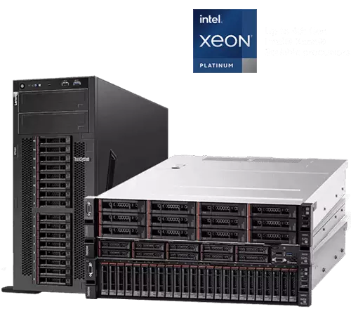 Lenovo ThinkSystem Servers powered by Intel - front facing left 3 group