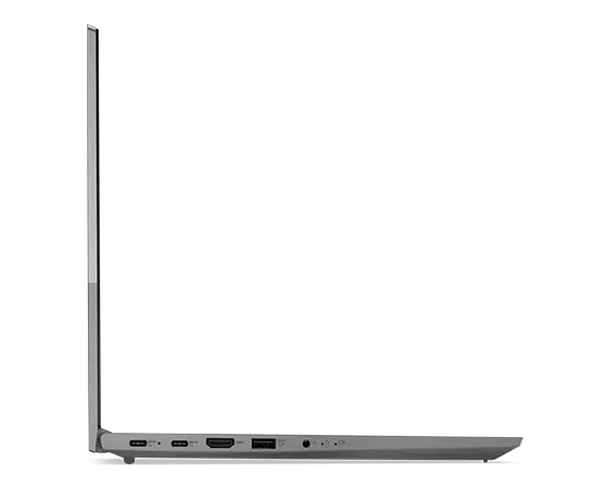 Left-side profile of Lenovo ThinkBook 15 Gen 5 laptop open 90 degrees.
