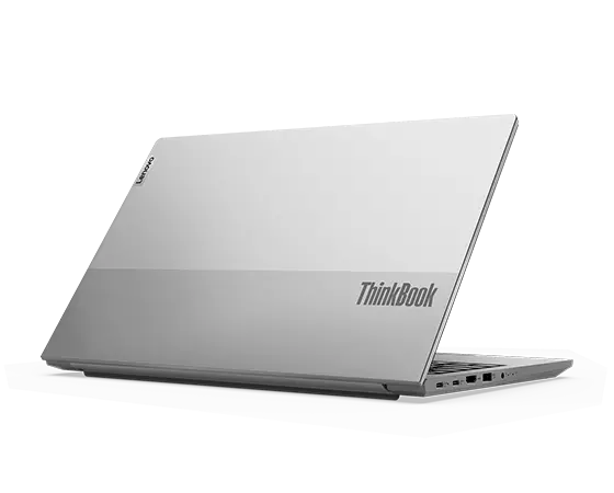 Rear view of dual-tone top cover on the Lenovo ThinkBook 15 Gen 5 laptop & left-side ports.