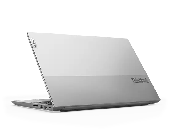 Rear view of dual-tone top cover on the Lenovo ThinkBook 15 Gen 5 laptop & right-side ports.