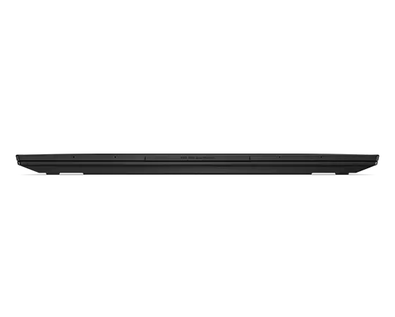 Profil avant du portable Lenovo ThinkPad X1 Carbon 11e génération fermé, montrant le haut de la barre de communication.
