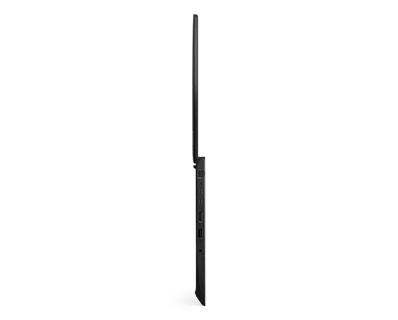 Portátil Lenovo ThinkPad L14 (4.ª geração) de 35,56 cm, (14" AMD): vista esquerda, tampa aberta a 180 graus, apoiado na extremidade frontal