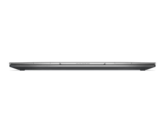  Vue avant du Lenovo ThinkPad X1 Yoga Gen 8 2-en-1, capot fermé, montrant le dessus de la barre de communications.