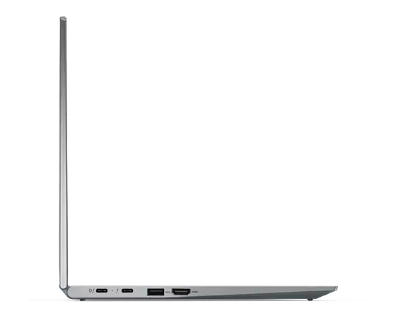 Profil gauche du Lenovo ThinkPad X1 Yoga Gen 8 2 en 1 en mode portable, ouvert à 90 degrés.