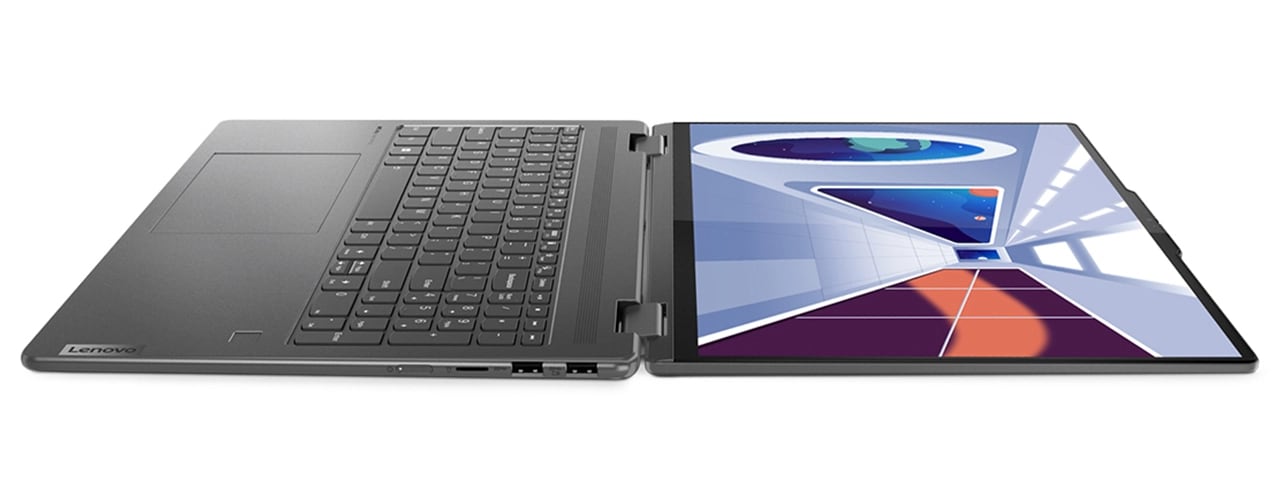 Ordinateur portable Yoga 7i Gen 8 affichant une flexibilité à 180 degrés