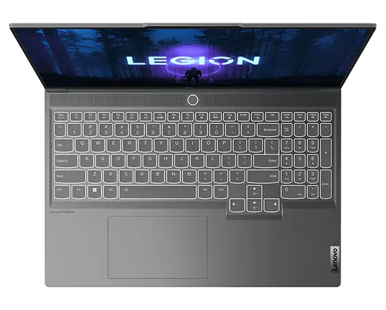 Top view of the Lenovo Legion Slim 7i Gen 8 (16 Intel) opened 90 degrees