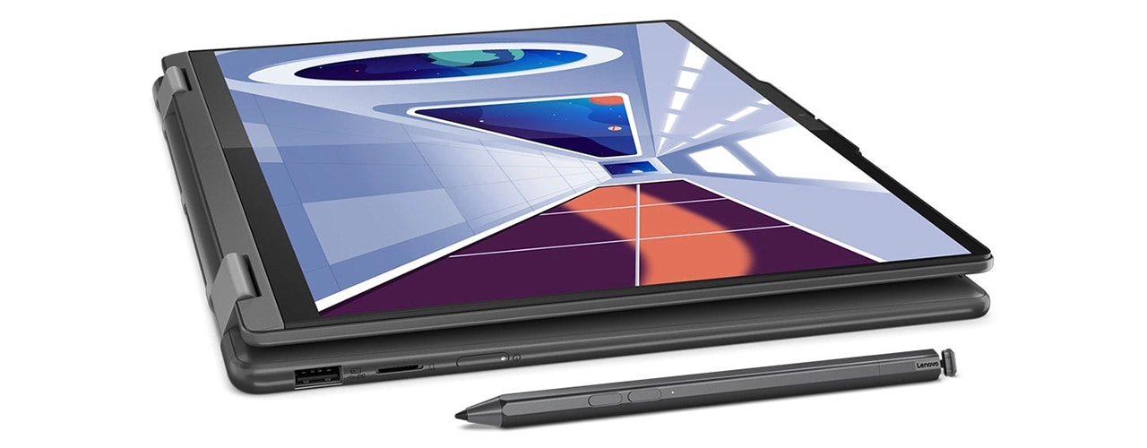 Yoga 7 Gen 8 (14″ AMD) in tablet mode with Active Pen