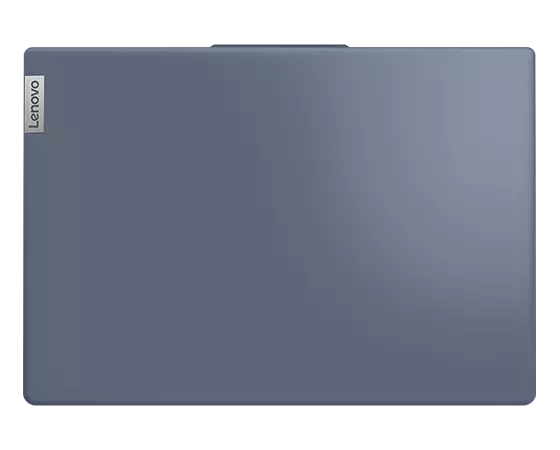 Bovenaanzicht van de gesloten IdeaPad Slim 5 Gen 8-laptop in Abys Blue