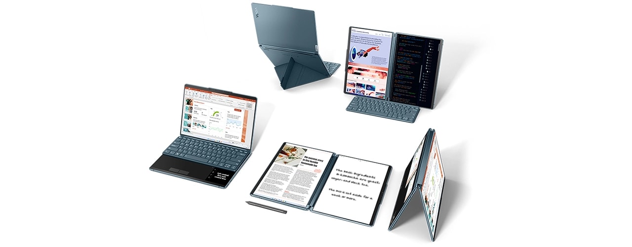 Yoga Book 9i Gen 8 (13″ Intel) in its multiple modes