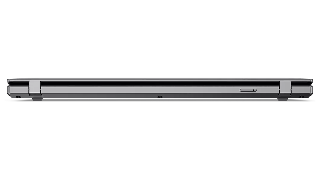 Ansicht des ThinkPad T14 Gen 3 (14 AMD) von hinten, geschlossen, mit Blick auf die Scharniere