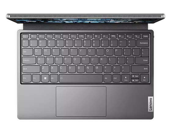 Top down view of IdeaPad Duet 5i Gen 8 laptop with detachable Bluetooth keyboard
