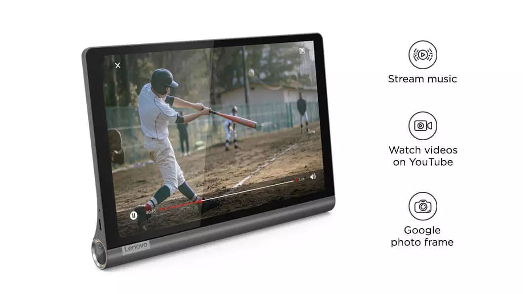 Tablet Lenovo Yoga Smart Tab 10 Pulgadas, 1280x1200 FHD IPS, Multi-touch,  Android 9 Pie, 64GB, 4GB RAM