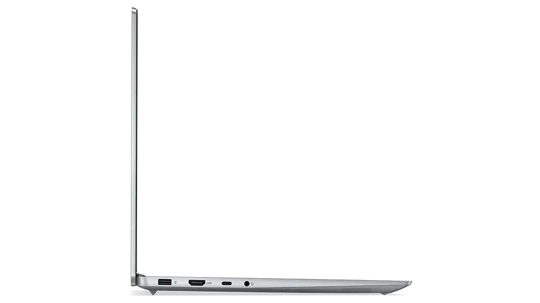 Vista lateral esquerda do IdeaPad 5 Pro (6.ª geração) de 16" (40,64 cm, AMD) em Cinzento (Cloud Grey)