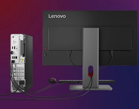Lenovo ThinkCentre M90s Gen 6 SFF 桌上型電腦的背面視圖。